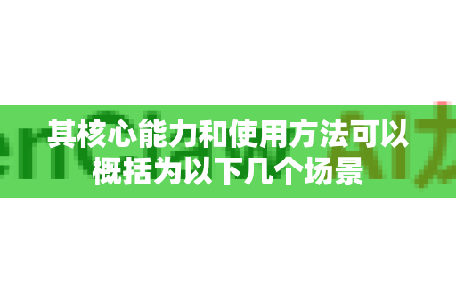 其核心能力和使用方法可以概括为以下几个场景